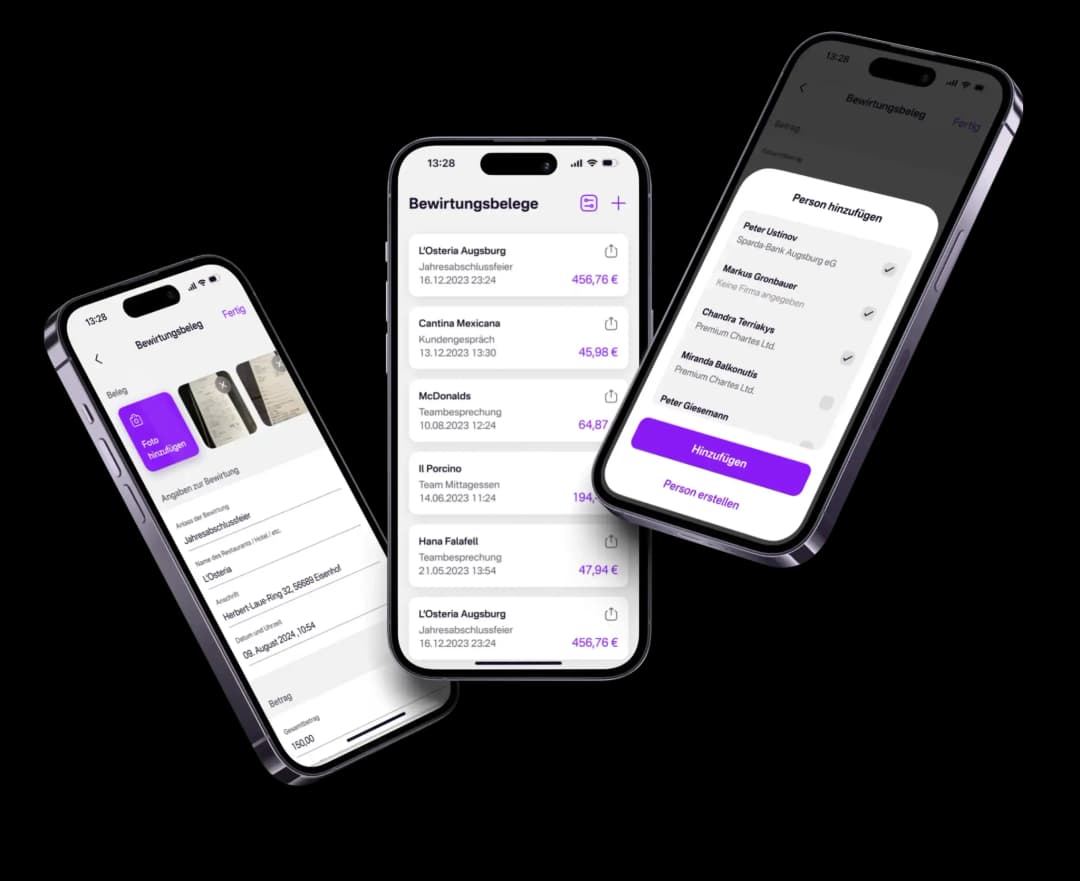 BelegFix App auf drei iPhones